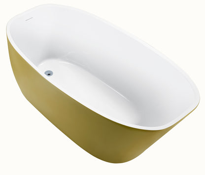 Elara 63" Acrylic Freestanding Soaking Bathtub  - Yellow