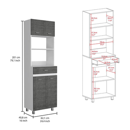 Caribe Microwave Cabinet - White/Gray