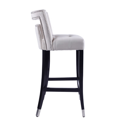 Xavier Suede Velvet Bar Stool - Cream Set of 2