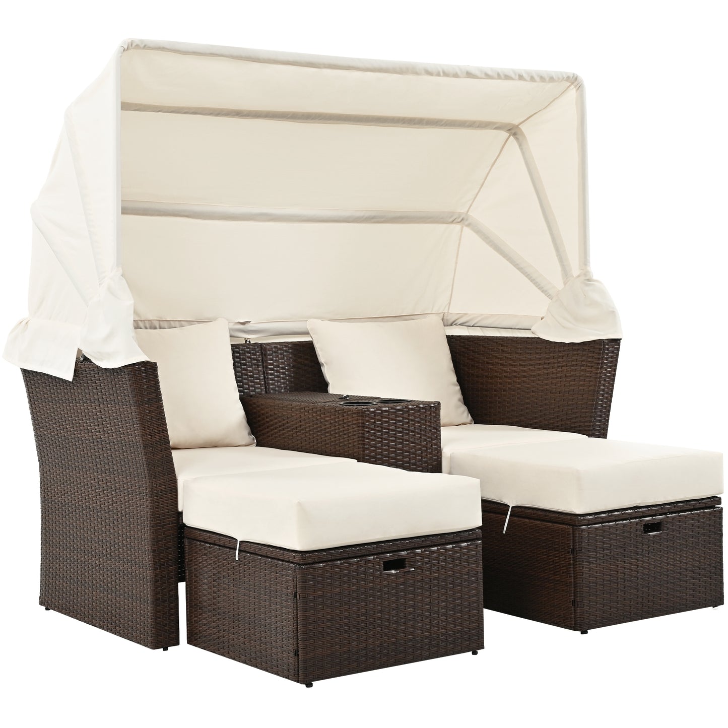 Ginson 2-Seater Outdoor Patio Daybed - Beige