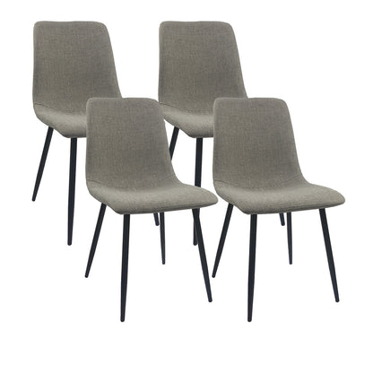 Ona Suedette Dining Chairs with Black Metal Leg (Set of 2) - Light Gray