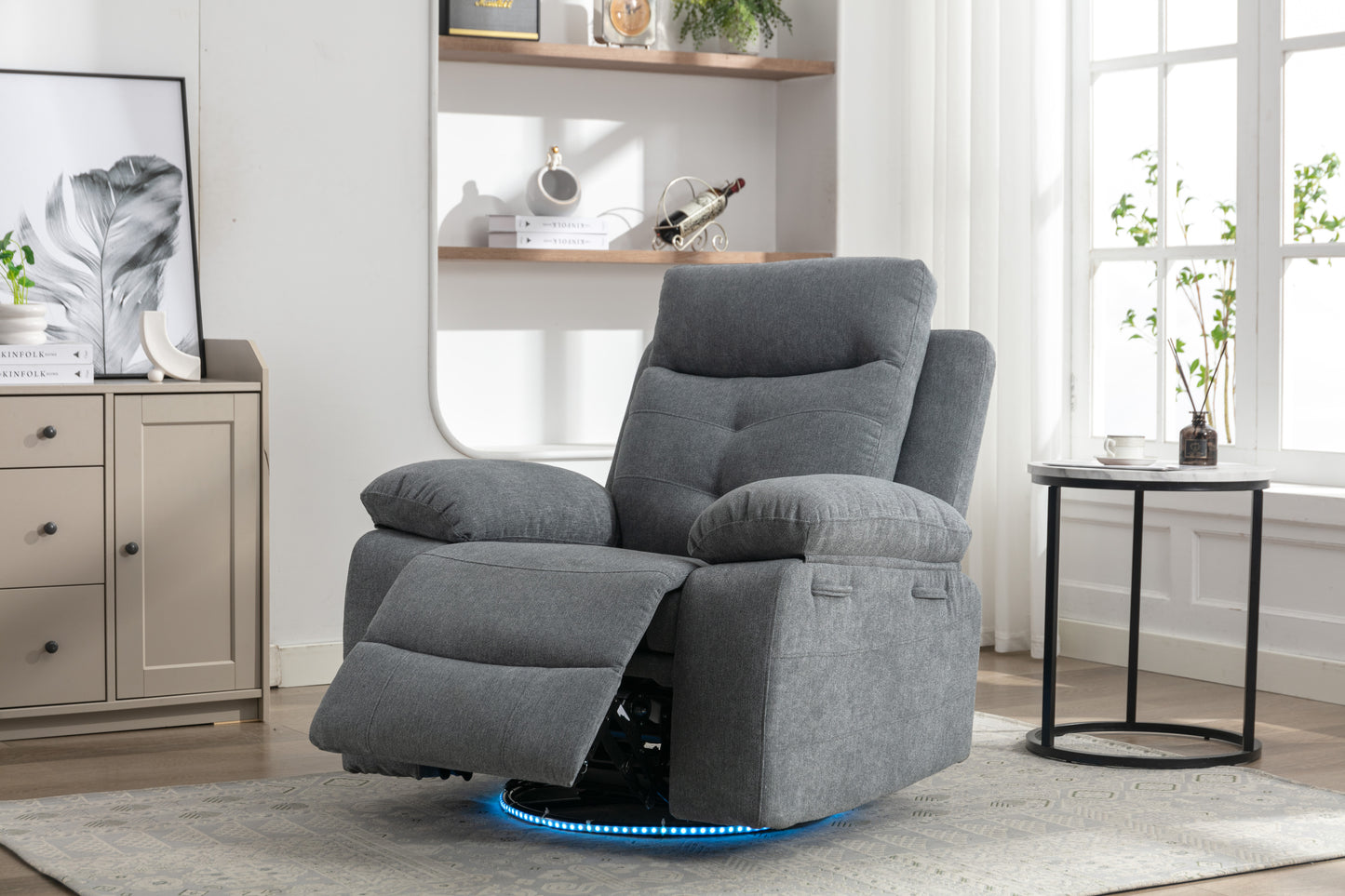 Aspen Power Recliner Glider Chair With Bluetooth Speaker - Light Gray