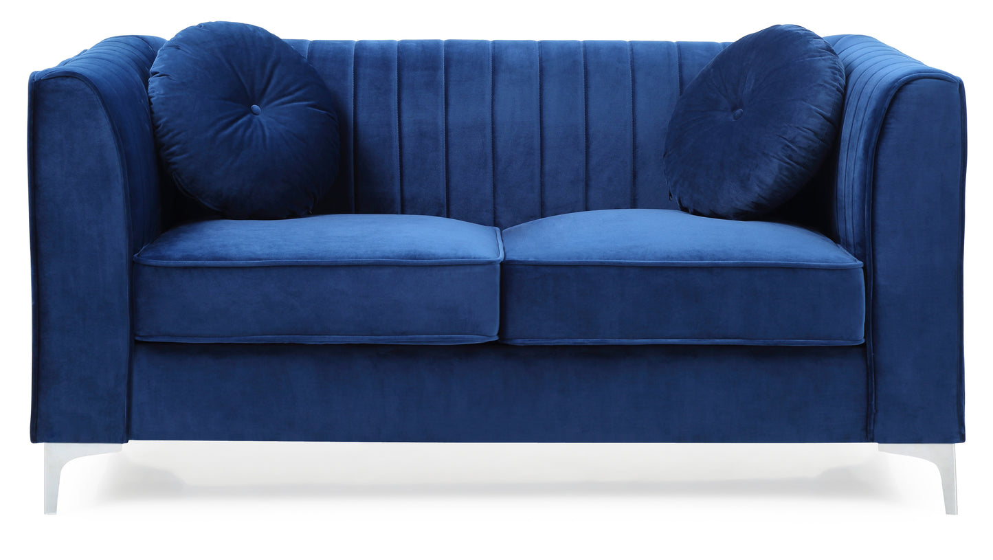 Enzo II Sloped Arm Loveseat - Navy Blue