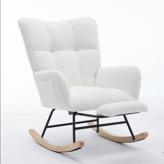 Hari II Modern Nursery Rocking Chair - White