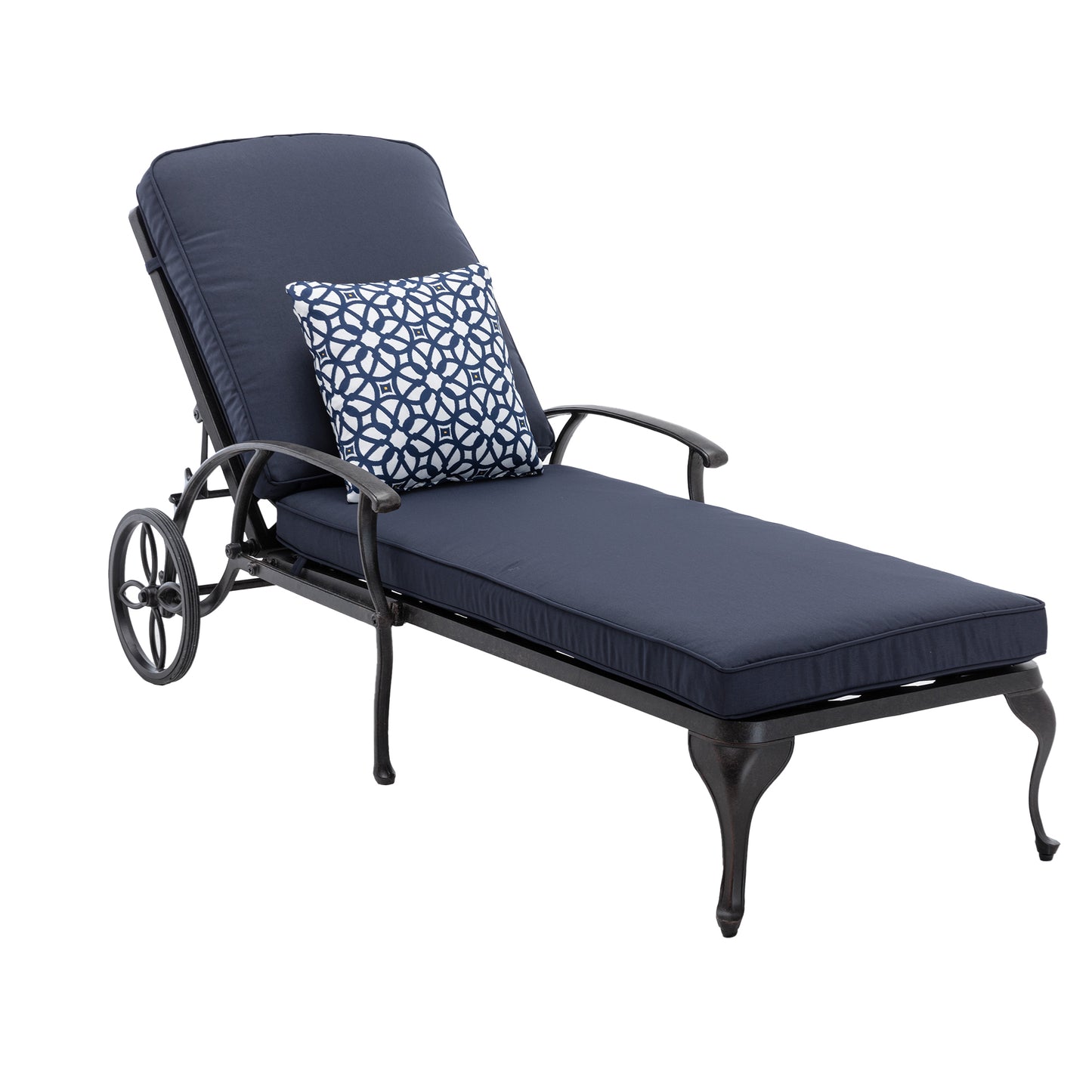 Viviana Chaise Lounge Outdoor Chair with Wheels - Brown