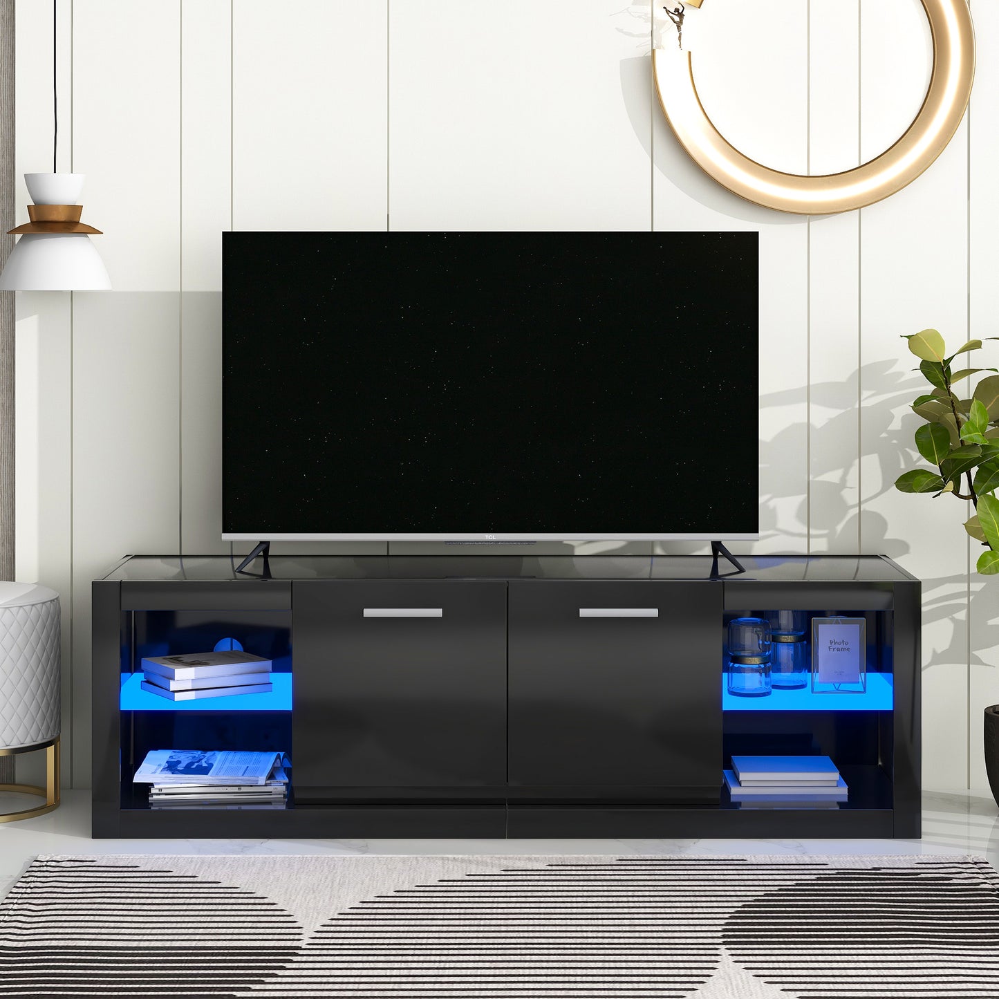 Bebe TV Stand with LED Color Changing Lights - Black