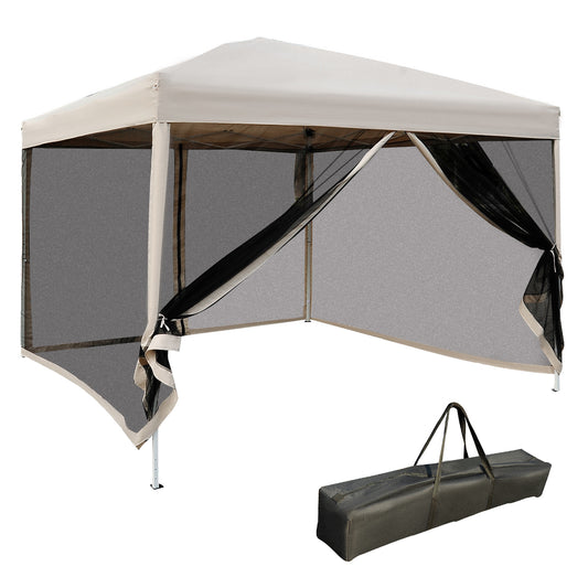 Dawkin 10 x 10 ft Pop Up Canopy Tent with Netting - Beige