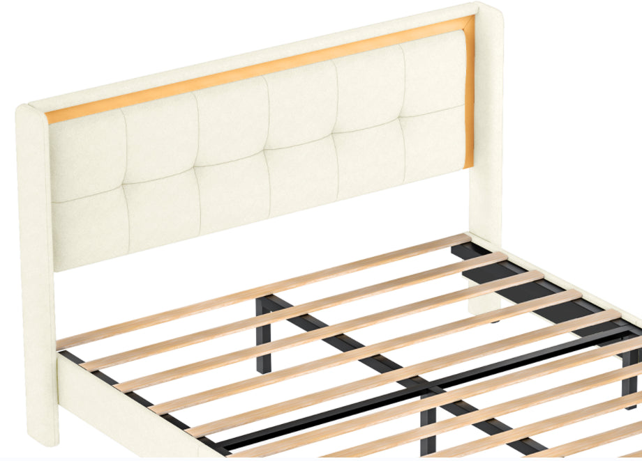 Vito Full Size Platform Bed Frame - Beige