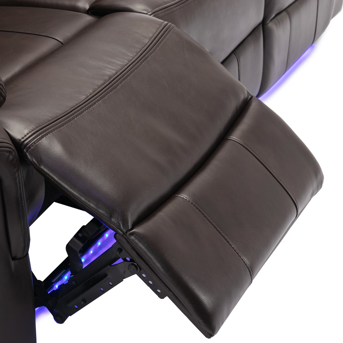 Milo Manual Recliner Loveseat with LED Light Strip - Brown