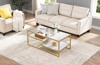 Golden Glass Shelf Coffee Table