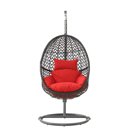 Lulu Patio PE Rattan Swing Chair With Stand - Red