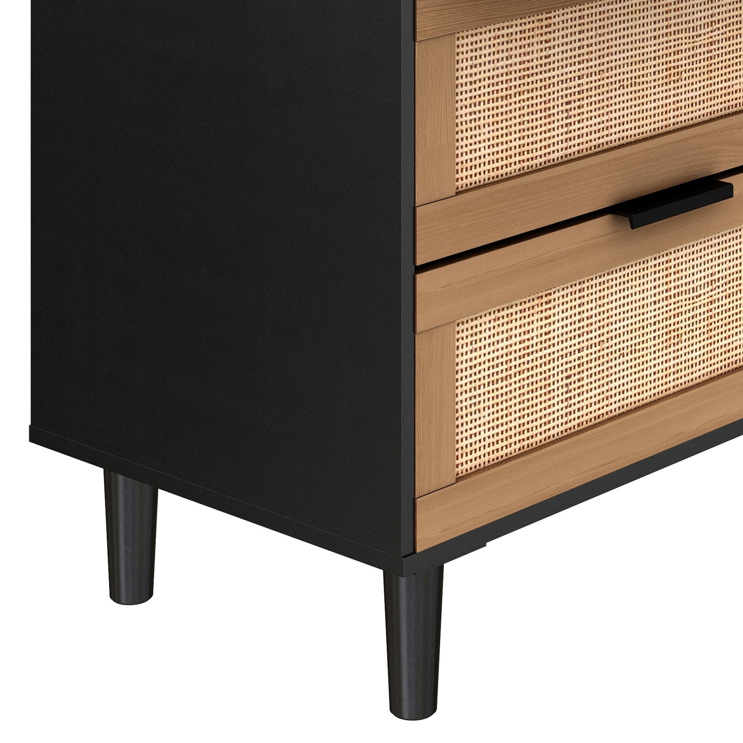 Osteen 6 Drawers Rattan Dresser - Black