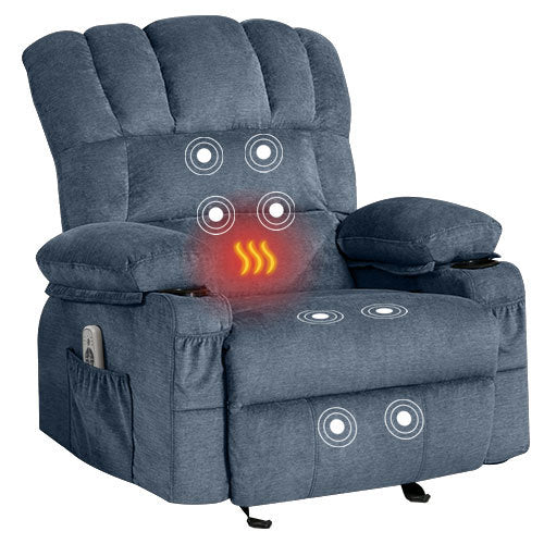 Ramos Recliner Chair Massage Heating sofa with USB - Blue