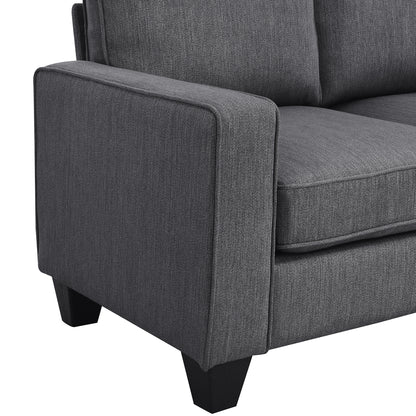 Vortex 7-seat Linen Fabric L-shaped Sectional Sofa - Gray