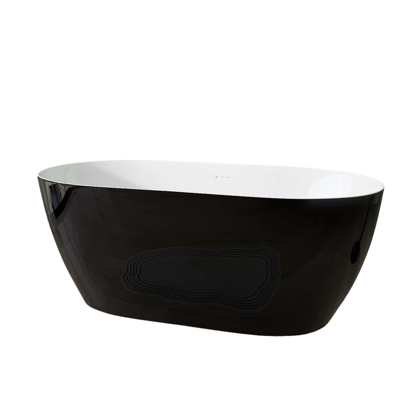 Nuvo 59" Acrylic Free Standing Oval Shape Soaking Tub - Gloss Black+White