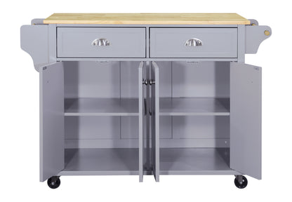 Culinary Wood Top Kitchen Island with Storage - Gray