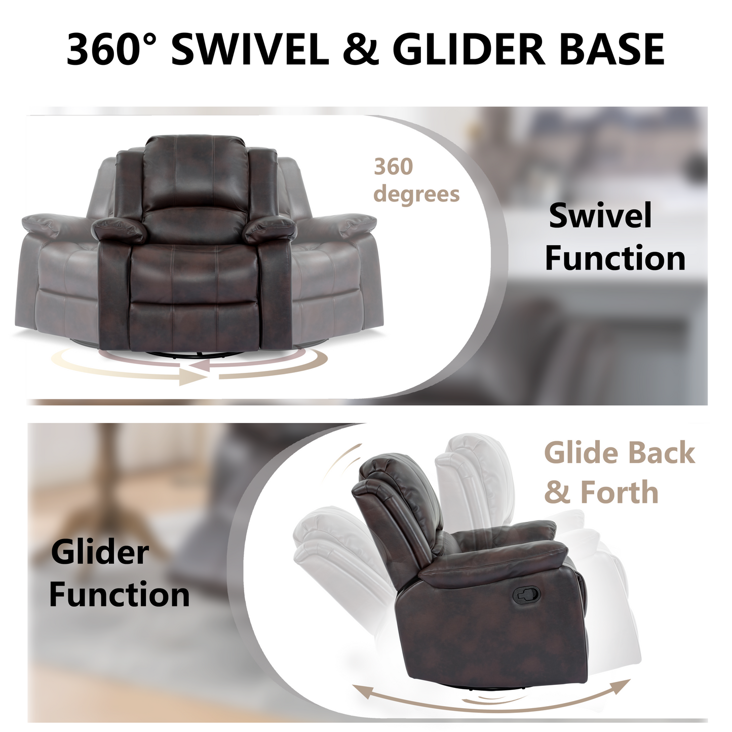 Lawson Swivel and Glider Recliner Chair - Brown