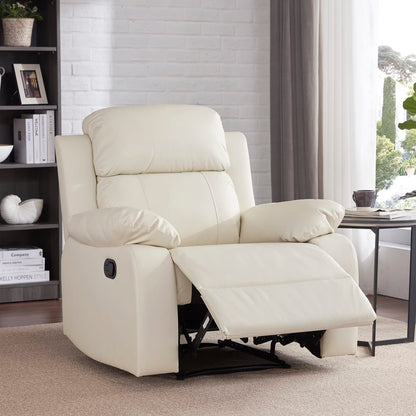 Milton Leather Reclining Chair - Beige