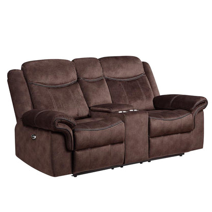 Domino Power Recliner Console Loveseat - Coffee