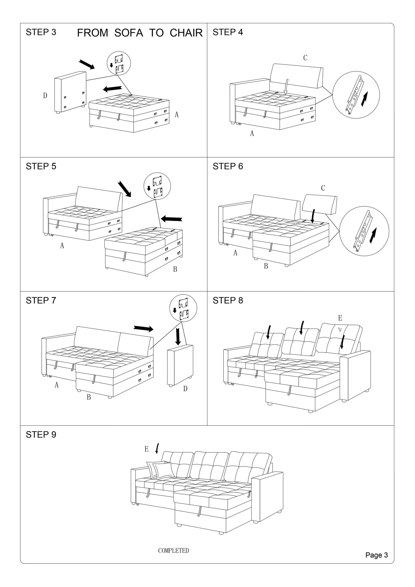 Amir Convertible Sectional Pull Out Bed Sofa Chaise Reversible Storage Chaise - Espresso