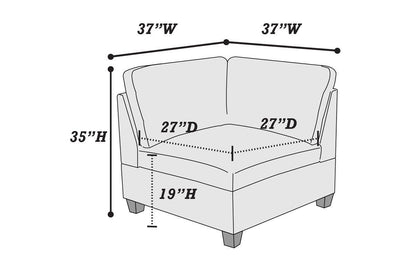 Verma Grey Chenille Modular Sectional 9pc Set 3x Corner Wedge 4x Armless Chairs and 2x Ottoman