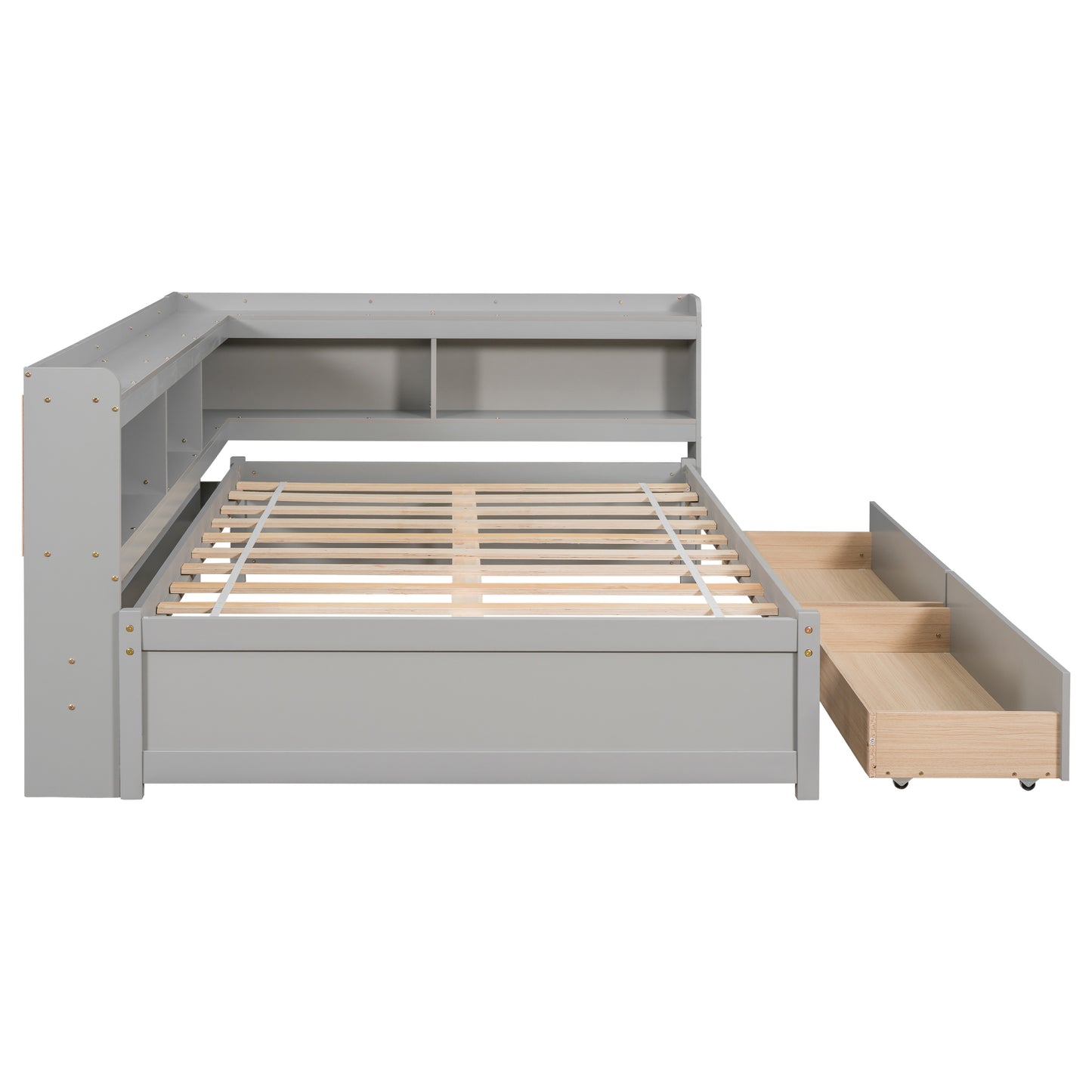 Parker Full Size Daybed with Bookcases -Drawers - Gray