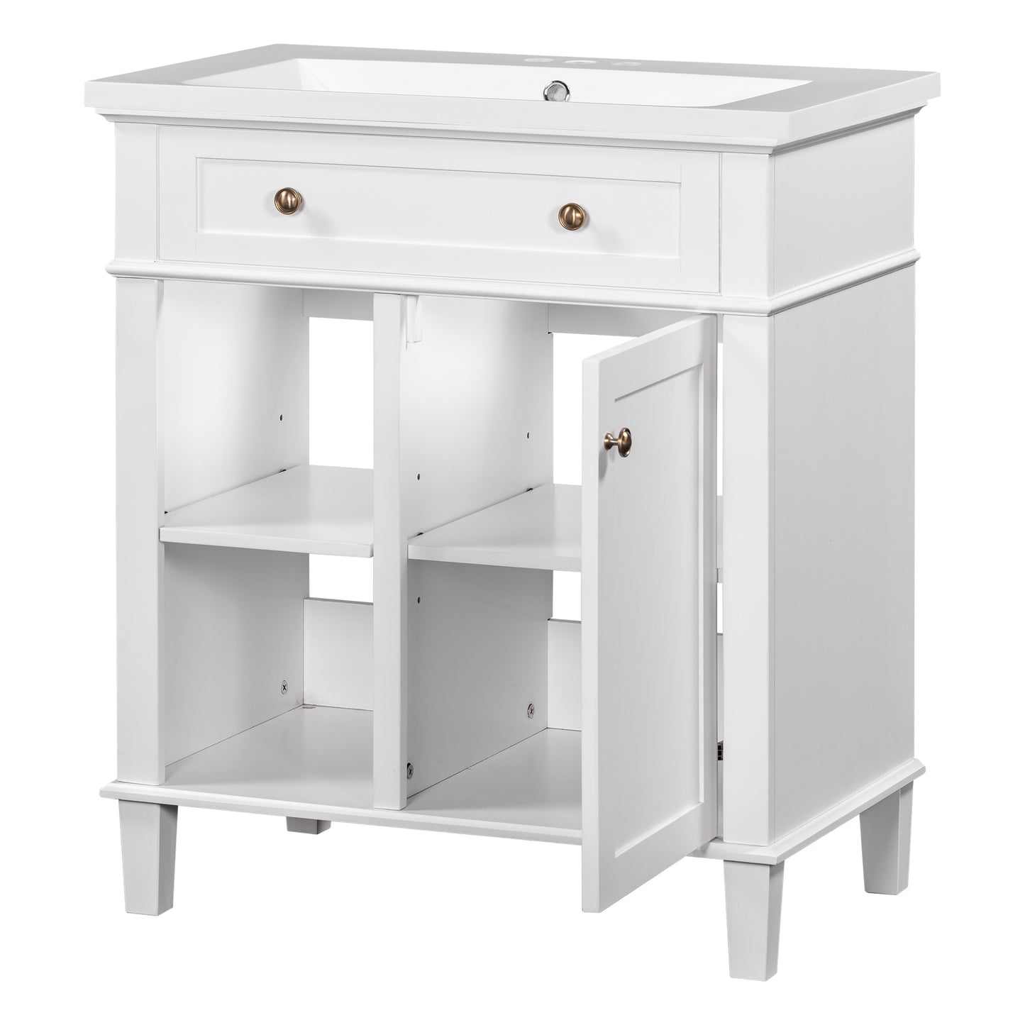 Aqua Bathroom Vanity with Ceramic Sink Set - White