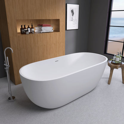 Hana 65" Oval Shape  Acrylic Freestanding  Soaking Bathtub - Matte White