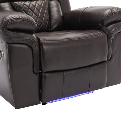 Milo Manual Recliner Chair with LED Light Strip - Brown