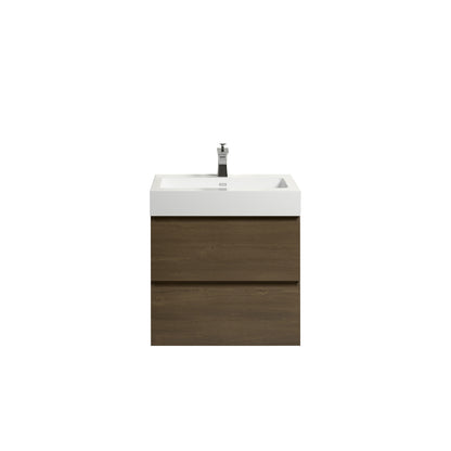 Bathroom Floating Vanity with Sink - Dark Oak