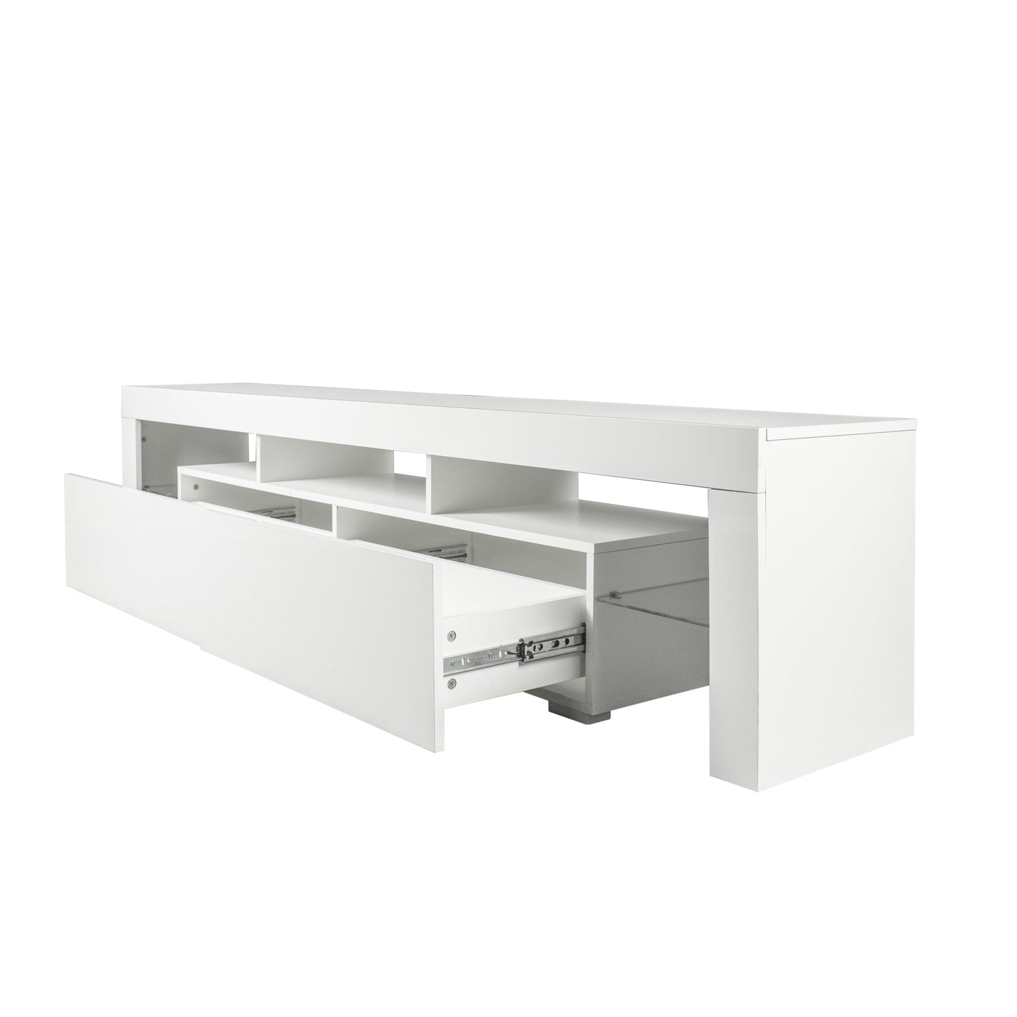 Nate Gloss TV Stand with LED Lights for 80 inch TV - White