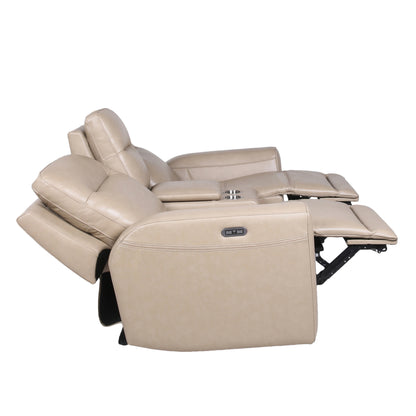 Amir Transitional Leather Power Reclining Loveseat - Sand