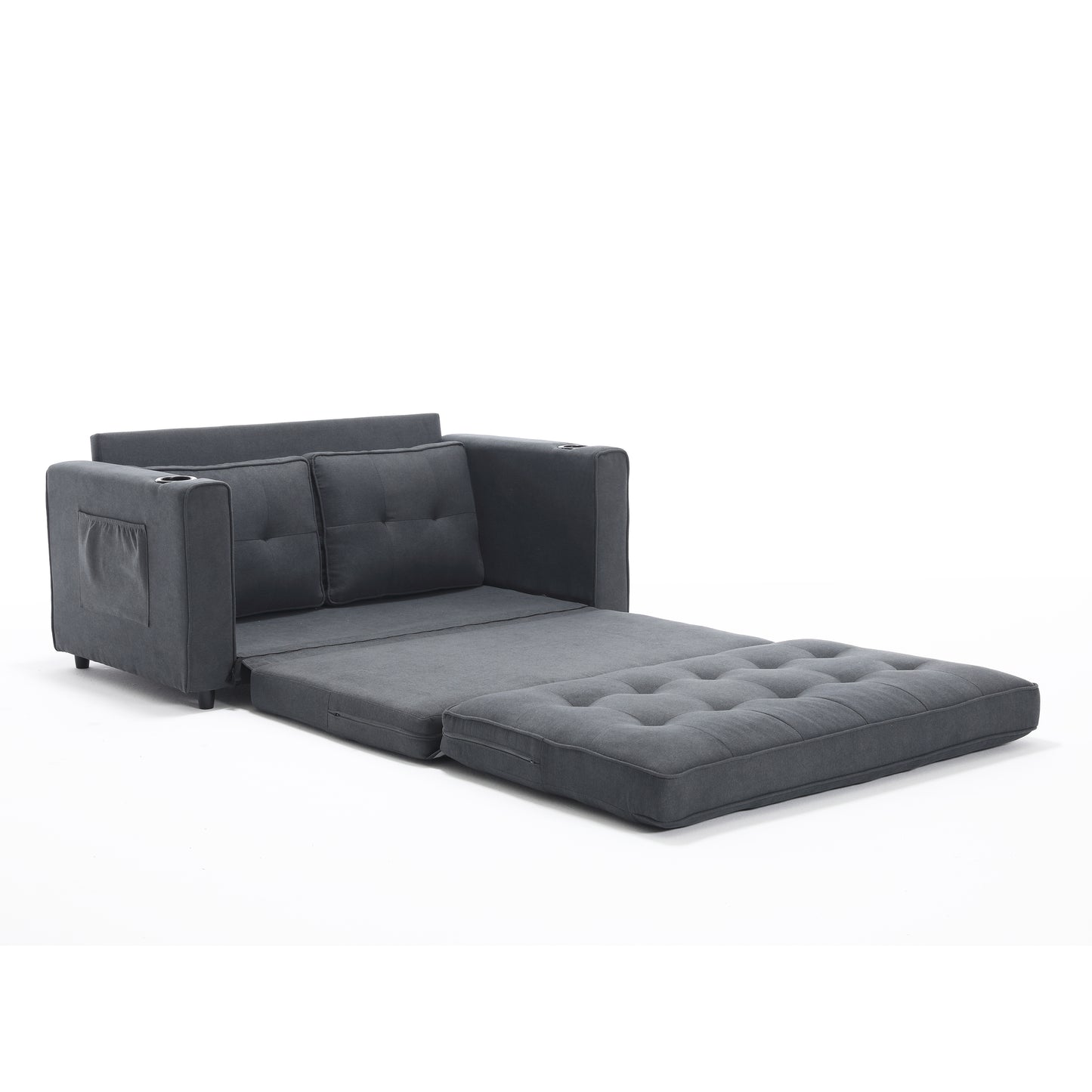 Neo Tufted Loveseat with Pull Out Sleeper - Dark Gray