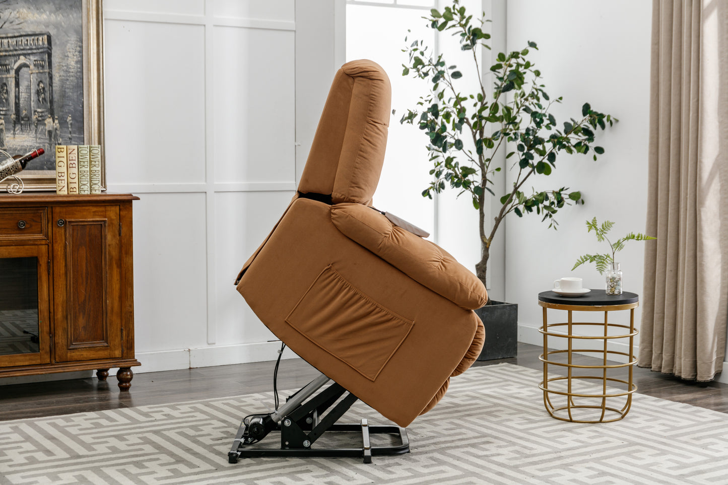 Parsons Power Recliner with Massage Function - Light Brown