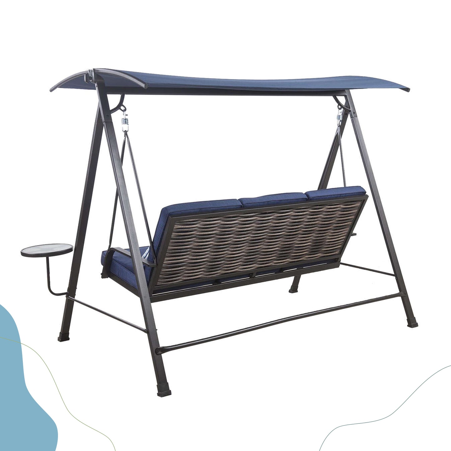 Minda Steel 3-seater Swing Porch Swing with Canopy - Blue