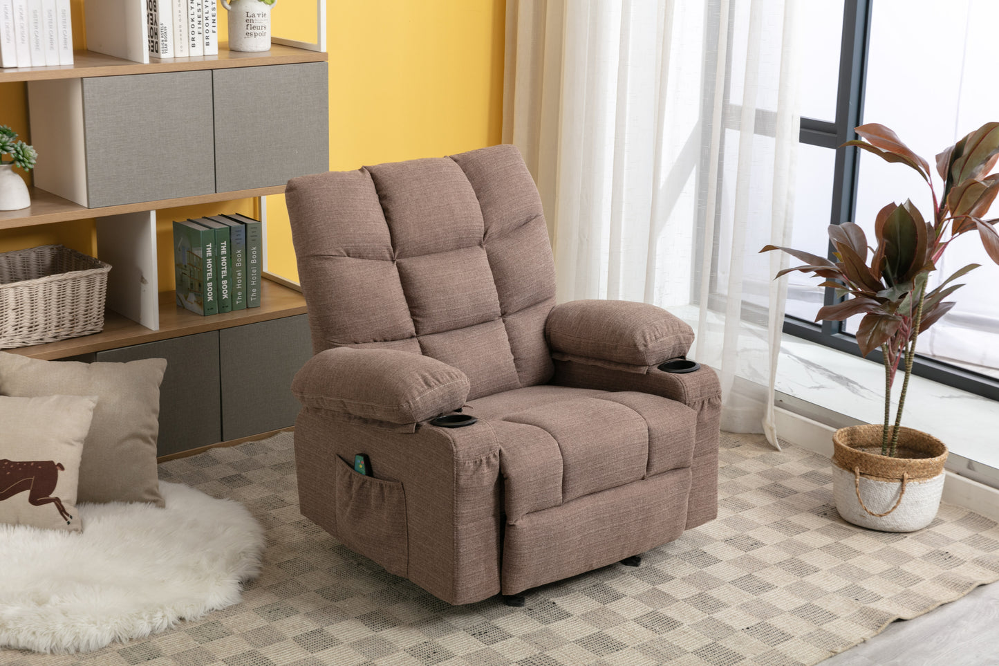 Jayla Recliner Chair Massage Heating sofa with USB - Brown