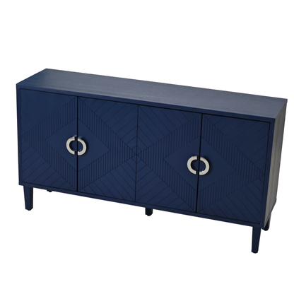 Doria Functional 4-Door Storage Cabinet - Navy Blue