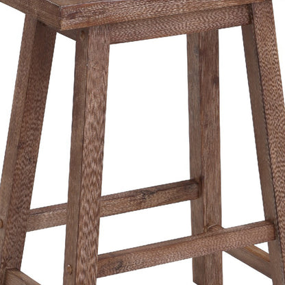 Wooden Frame Saddle Seat Counter Height Stool - Brown