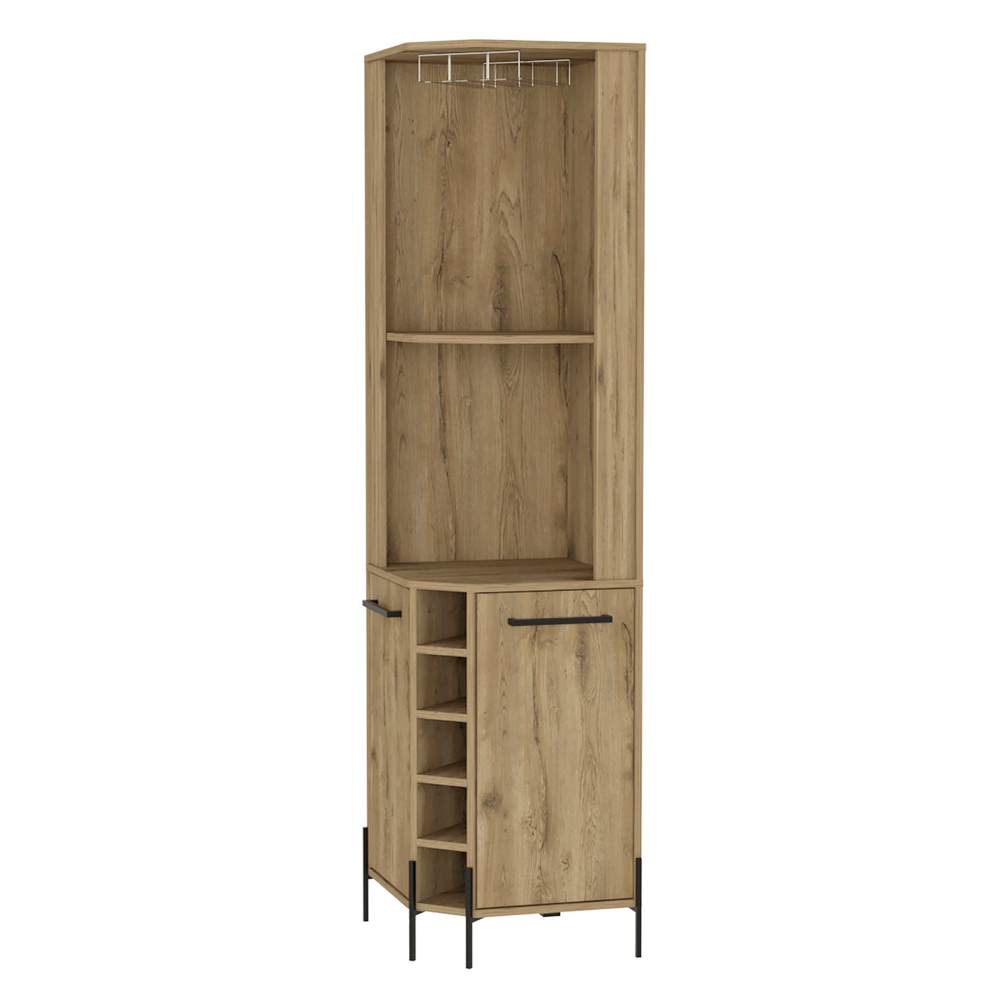 Sebago 5-Bottle 2-Shelf Bar Cabinet - Macadamia