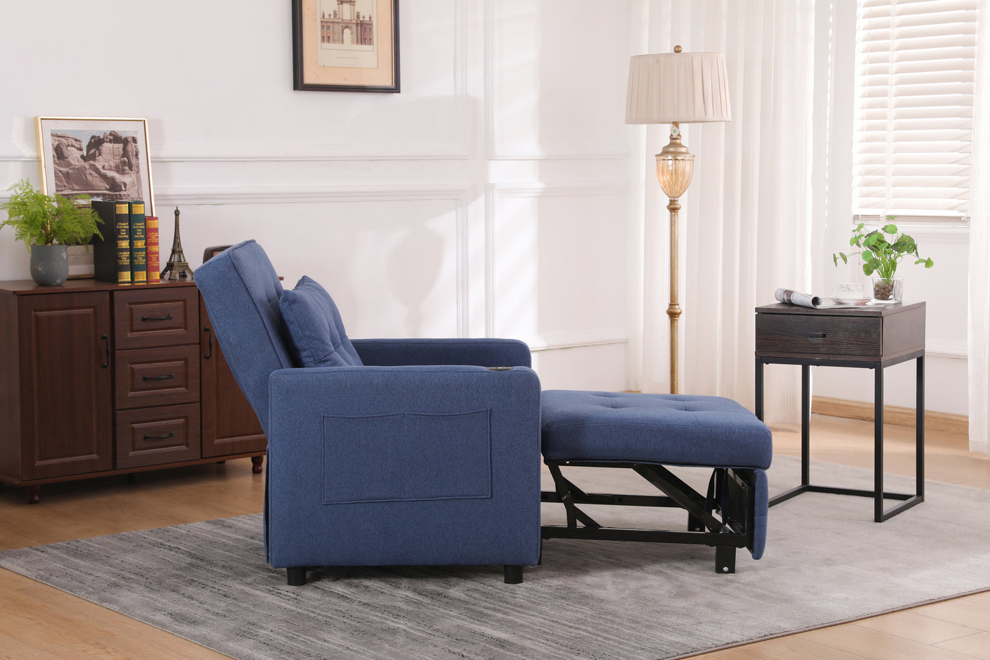 Sleeper Chair 3-in-1 Convertible - Navy Blue