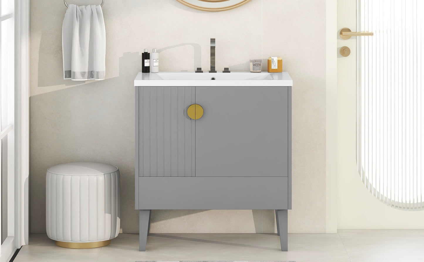 Dot Bathroom Vanity with Sink - Gray