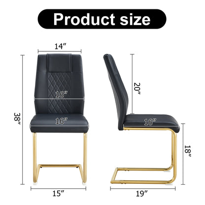 Skye Dining Chair Golden Metal Leg (Set of 4) - Black