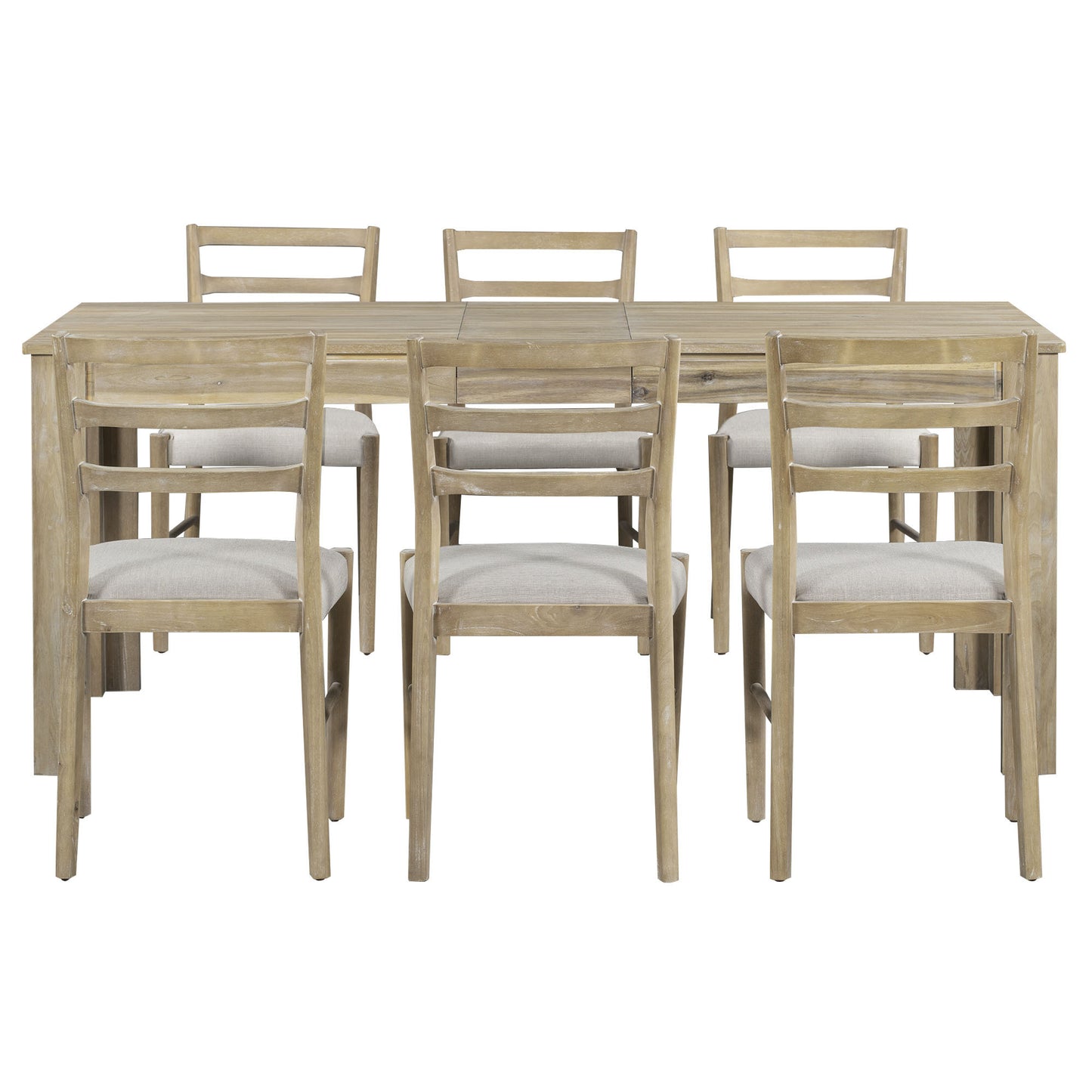 Viola 7pc Dining Set Extendable Table 6x Side Chairs - Natural