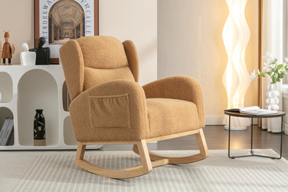 Nadia Teddy Fabric Rocking Chair - khaki