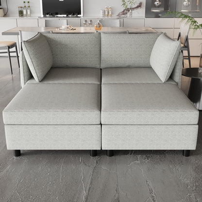 Keen Loveseat  With Ottoman - Gray