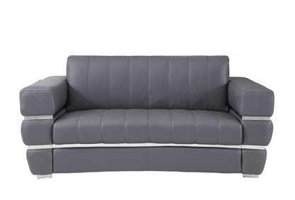 Meza Top Grain Italian Leather  Loveseat - Dark Gray