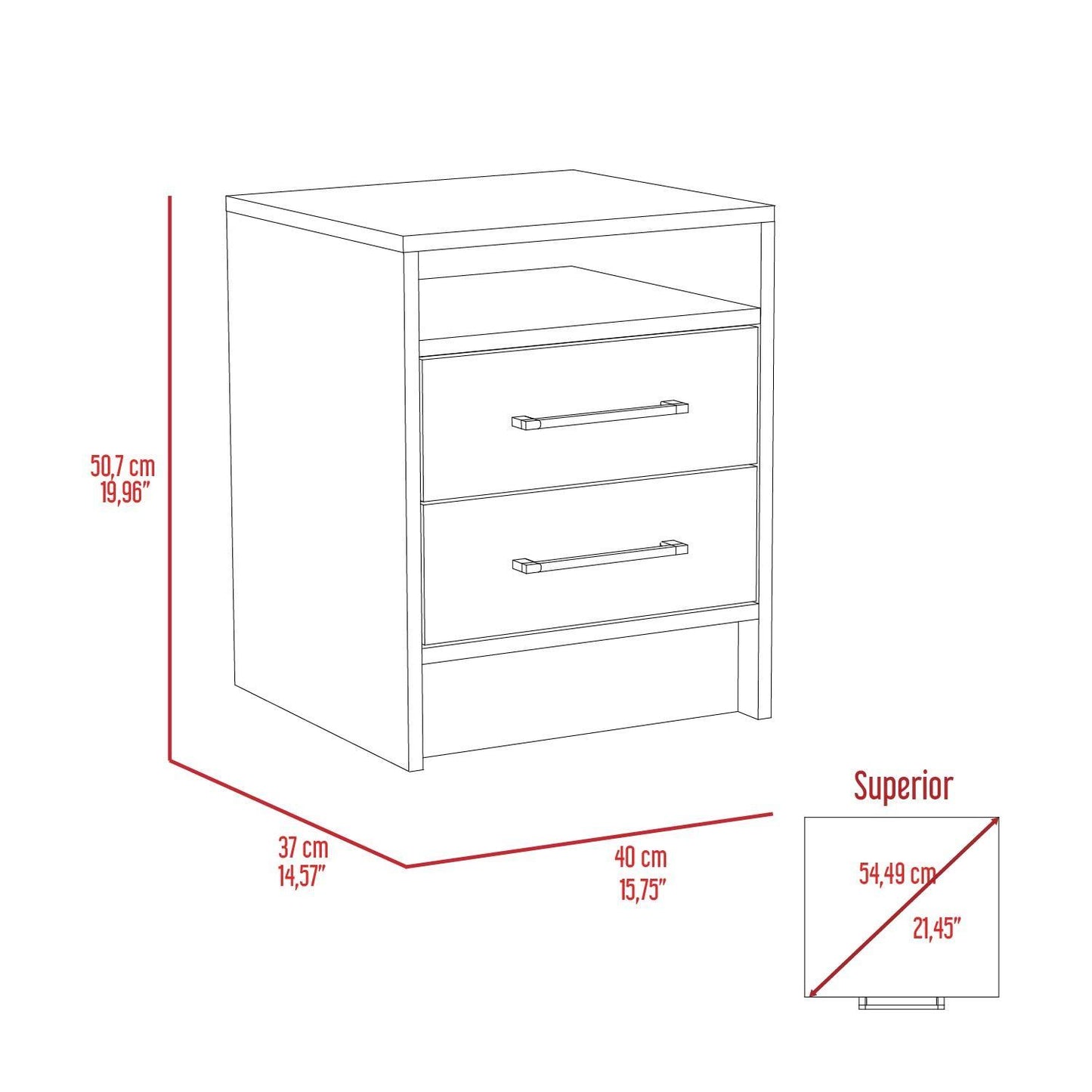 Eter Nightstand Two Drawers - Light Oak