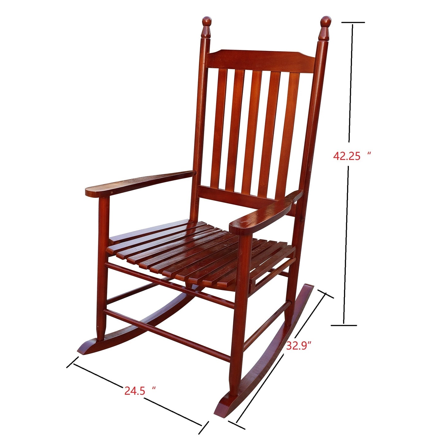 Lupe II Wooden Porch Rocker Chair - Brown