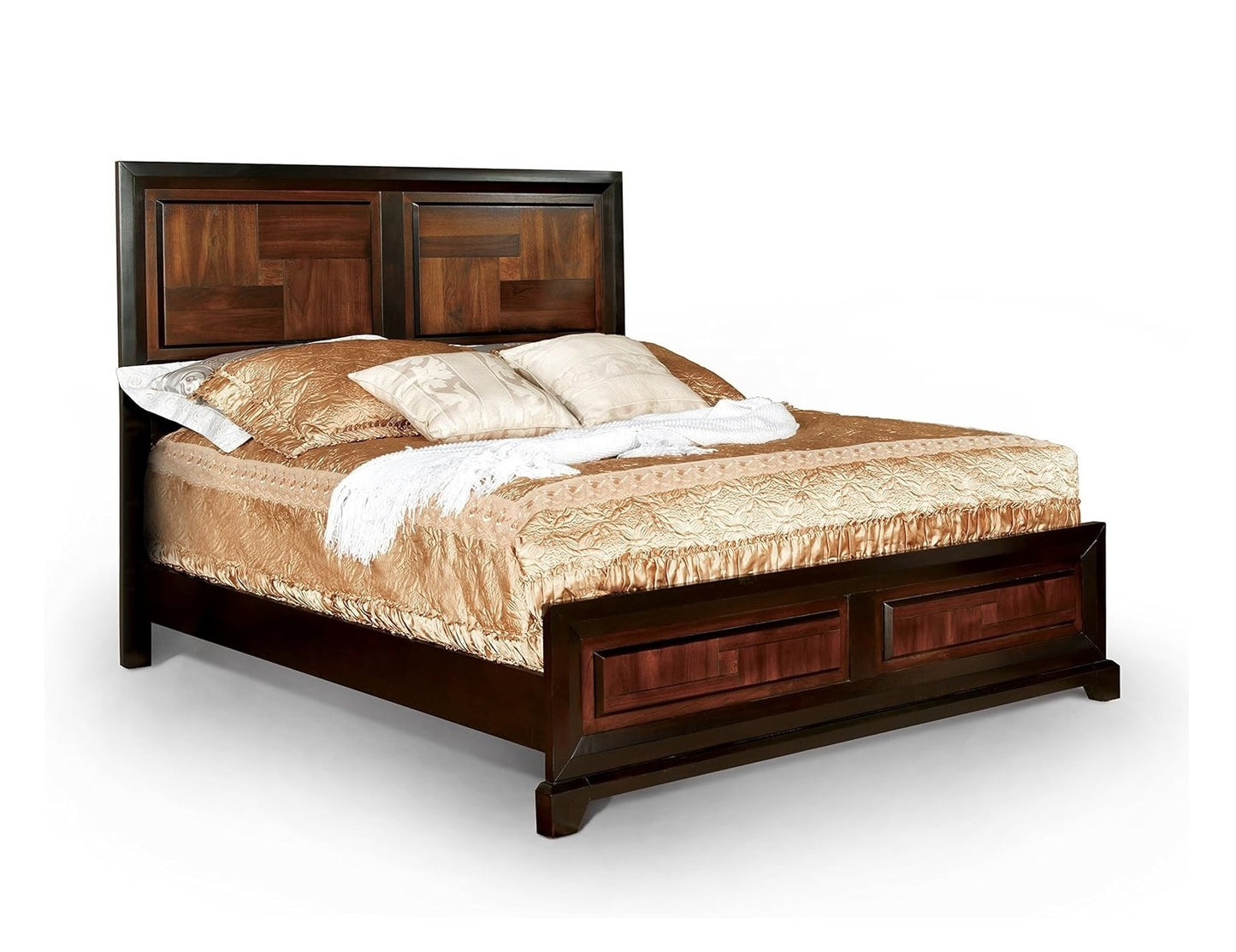 Natasia Solidwood Queen Size Bed - Walnut