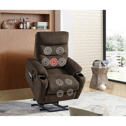 Trek Electric Power Lift Recliner Chair with Massage and Heat - Dark Brown